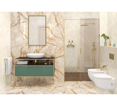 Керамогранит LCM 60120ORO11P Onyx Royal Latte 60x120 бежевый полированный под камень