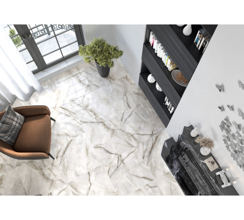 Керамогранит LCM 60120ORO11P Onyx Royal Latte 60x120 бежевый полированный под камень