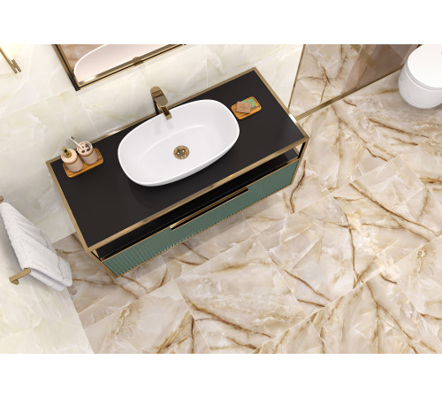 Керамогранит LCM 60120ORO11P Onyx Royal Latte 60x120 бежевый полированный под камень