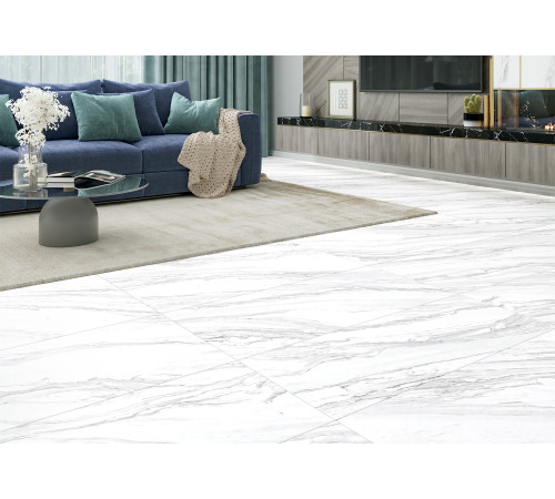 Керамогранит Delacora D12065M Statuary Venato 60x120 белый матовый под мрамор