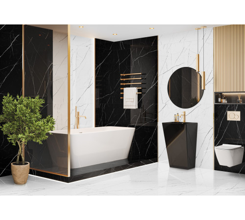 Керамогранит LCM 60120TWN99HG Twinstone Black 60x120 черный суперполированный под мрамор