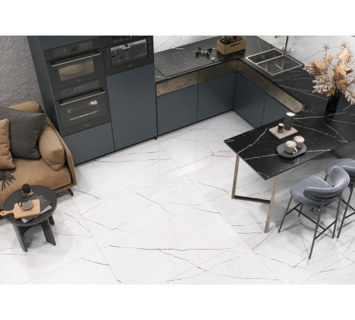 Керамогранит LCM 60120TWN99HG Twinstone Black 60x120 черный суперполированный под мрамор