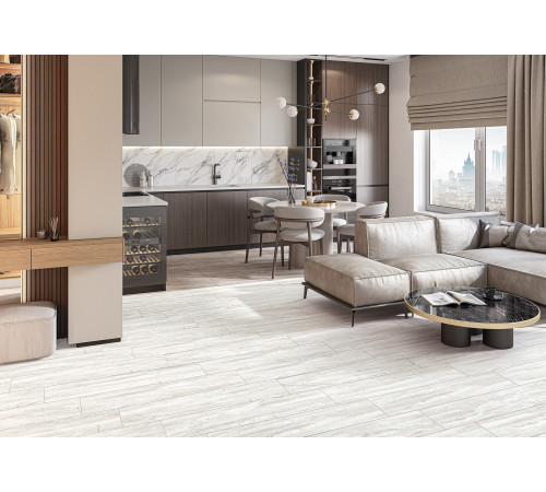 Керамогранит Alma Ceramica GFA92WDW04R Wonderwood 90x20 серый / бежевый матовый под дерево / паркет