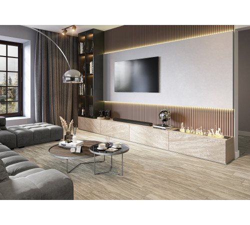 Керамогранит Alma Ceramica GFA92WDW04R Wonderwood 90x20 серый / бежевый матовый под дерево / паркет
