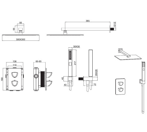 Душевой комплект Allen Brau Infinity 5.21016-00 (с внутренней частью, 2 выхода) хром