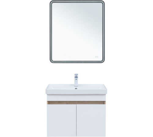 Тумба под раковину Aquanet Оптима 70 дуб светлый/белый сатин