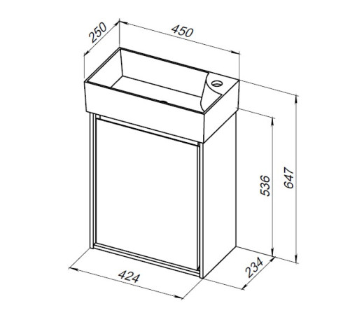 Тумба под раковину Aquanet Милан 45 дуб рошелье