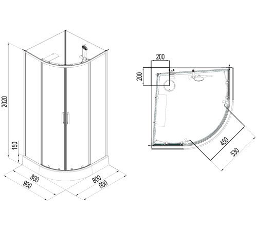 Душевая кабина Aquanet Passion EVO R white 90x90 набор 1