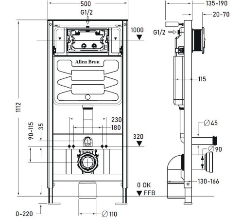 Инсталляция для унитаза Allen Brau Pneumatic 9.11100.20