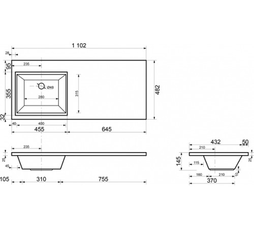 Раковина Эстет Даллас 110 L