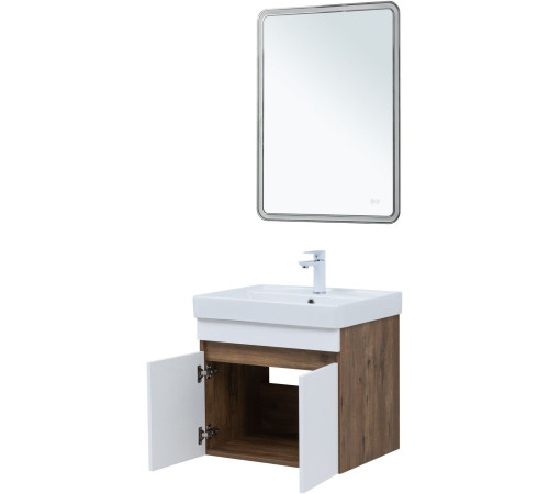 Тумба под раковину Aquanet Оптима 60 дуб рустикальный/белый сатин