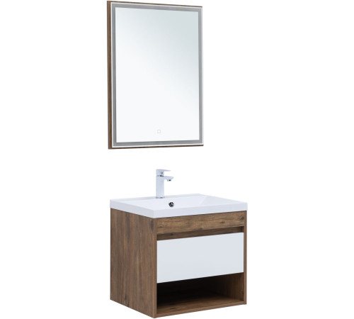 Тумба под раковину Aquanet Тренд 60 дуб рустикальный/белый сатин