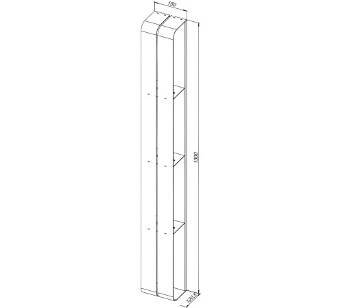 Полка Aquanet Магнум 15x130 черная матовая, вертикальная