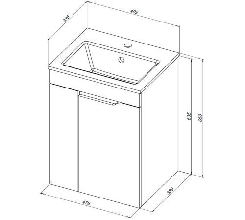 Тумба под раковину Aquanet Практика 50 белый матовый