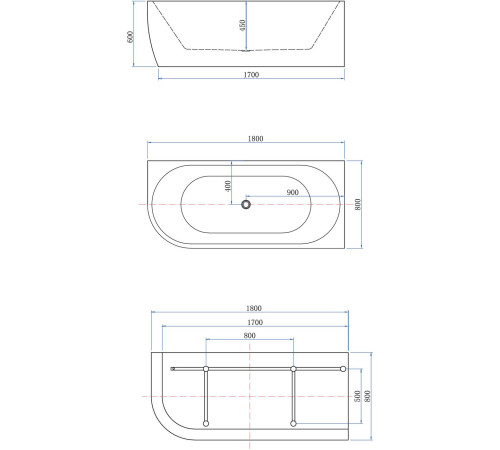 Акриловая ванна Aquanet Family Elegant B 180x80 3806-N-GW-MB