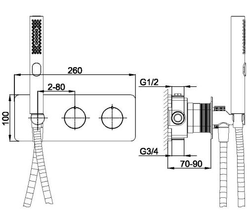 Смеситель для ванны Allen Brau Liberty 5.33009-31 (с внутренней частью, 2 хода) черный матовый