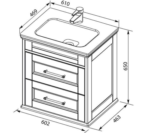 Раковина-столешница Aquanet Бостон 60