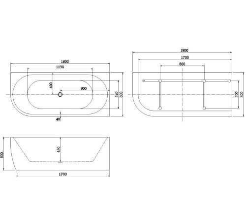 Акриловая ванна Aquanet Family Elegant B 180x80 3806-N-MW