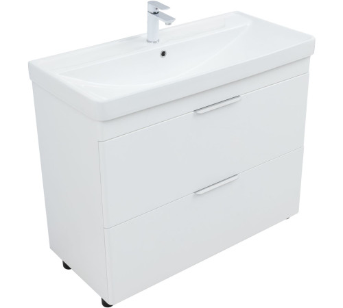 Тумба под раковину Aquanet Ирис New 100 напольная, белый глянец