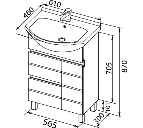 Раковина для тумбы Shenxin 60 0060