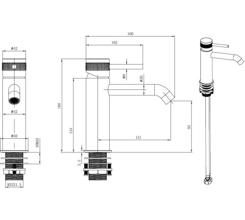 Смеситель для раковины Allen Brau Priority 5.31A01-MG графит браш