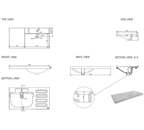 Раковина Aquanet Side 100 правая