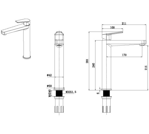Смеситель для раковины Allen Brau Eclipse 5.E1002-31 (с донным клапаном) черный матовый