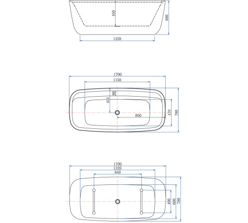 Акриловая ванна Aquanet Family Fine 170x78 95778-MW-MB
