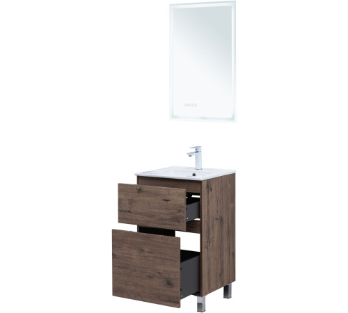 Тумба под раковину Aquanet Алвита New 50 напольная, дуб веллингтон табак