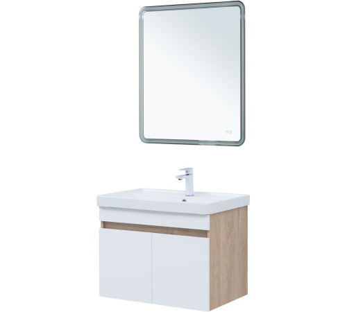 Тумба под раковину Aquanet Оптима 80 дуб светлый/белый сатин