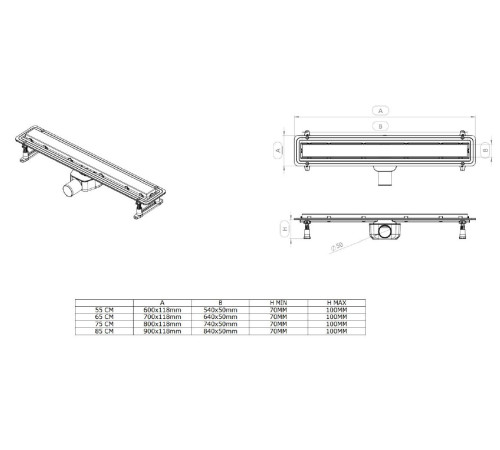 Душевой лоток Allen Brau Infinity 9.50005.SS 750 мм