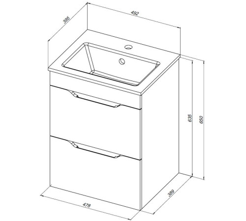 Тумба под раковину Aquanet Практика 50 маренго (2 ящика)
