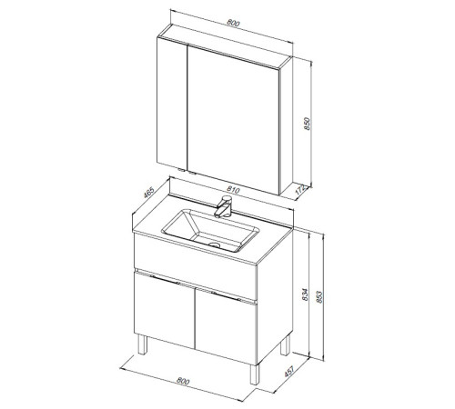 Мебель для ванной Aquanet Алвита New 80 1 ящик, 2 дверцы, белый матовый