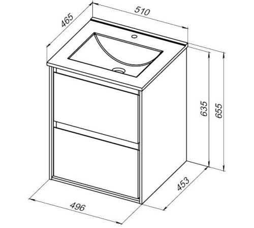 Тумба под раковину Aquanet Милан 50 белый глянец