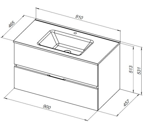 Тумба под раковину Aquanet Алвита New 90 2 ящика, дуб веллингтон табак