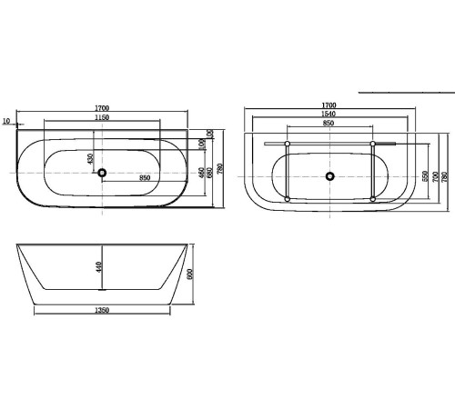Акриловая ванна Allen Brau Priority 3 170x78 2.31003.20