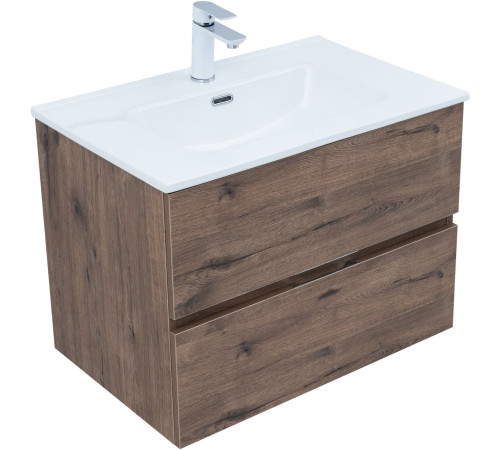 Тумба под раковину Aquanet Алвита New 70 2 ящика, дуб веллингтон табак