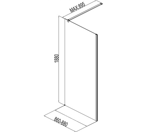 Боковая стенка Aquanet Cinetic AE12-F-90H190U-CT 900, прозрачное стекло