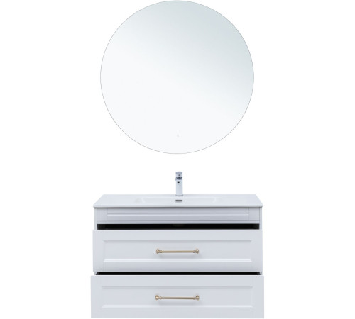 Тумба под раковину Aquanet Бостон new 100 белый сатин (ручки золото)