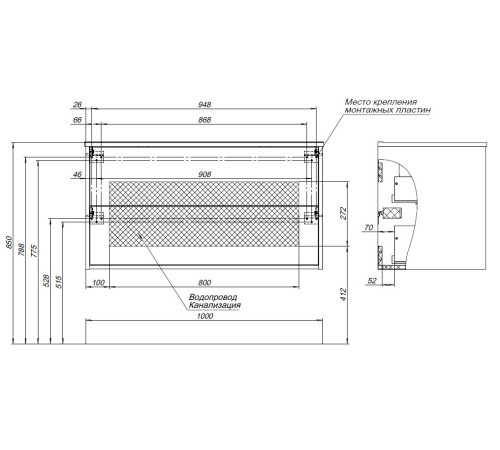 Тумба под раковину Aquanet Lino 100 (Flat) дуб веллингтон