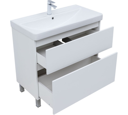 Тумба под раковину Aquanet Вега 90 напольная, белый глянец