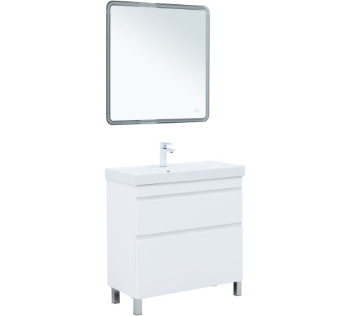 Тумба под раковину Aquanet Слим 80 напольная, белый сатин