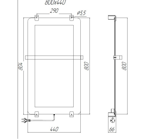 Полотенцесушитель электрический Allen Brau Infinity 80x44 с рейлингом и креплением, медь браш