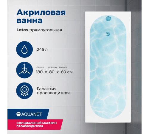 Акриловая ванна Aquanet Lotos 180x80 (с каркасом)