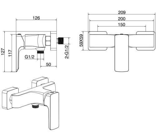Смеситель для душа Allen Brau Infinity 5.21010-31 черный матовый