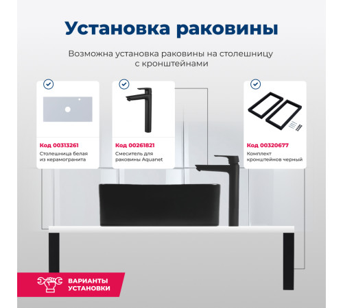 Раковина накладная Aquanet Perfect-1-MB 40,5 черный матовый