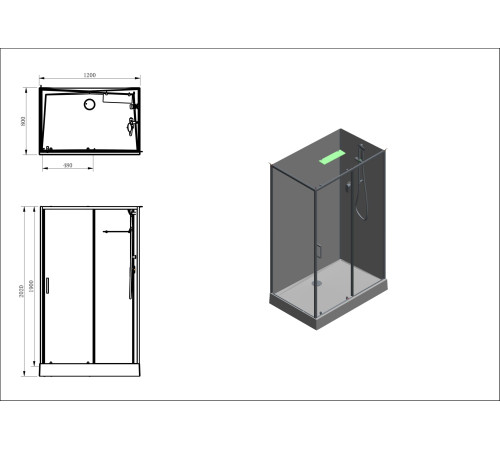 Душевая кабина Aquanet Passion EVO 120L Black 120x80