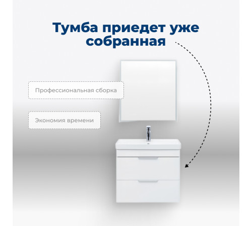 Тумба под раковину Aquanet Ирис new 50 белый глянец (2 ящика)