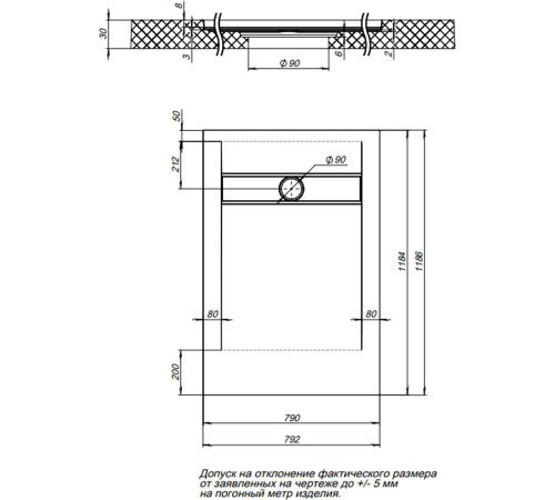 Душевой поддон Aquanet Delight 120х80 серый