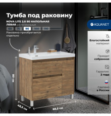 Тумба под раковину Aquanet Nova Lite 2.0 90 напольная, дуб рустикальный, левая